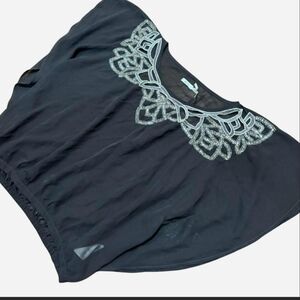 Kimchi Blue Black Sheer Top with Silver Accents